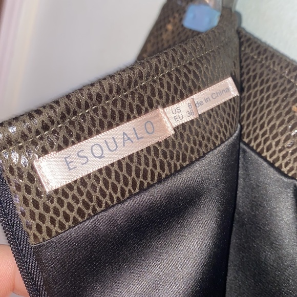 ESQUALO Olive Green/Brown Snake Skin Pattern Mini Skirt-Women’s Sz 6 - Picture 4 of 11